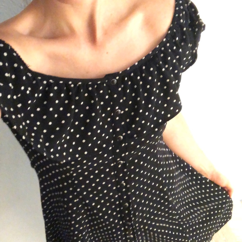 Off the shoulder polka dot dress